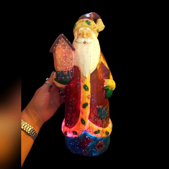 16" Fiber Optic Color Changing Light up Santa Clause Figure Figurine - Picture 3 of 9